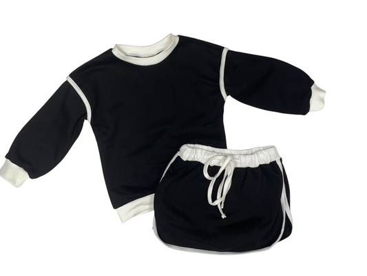 Skort Set – Black & White Trim Girls Outfit