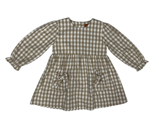 Jordyn Dress – Khaki Gingham Girls Outfit