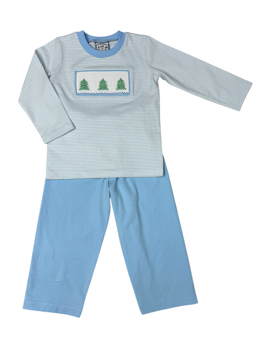 Christmas Tree Smocked Boy Pant Set