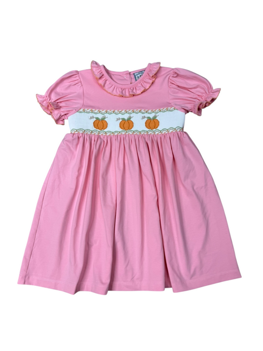Girls Hand Smocked Pumpkin Dress | Boutique Pink Fall Dress