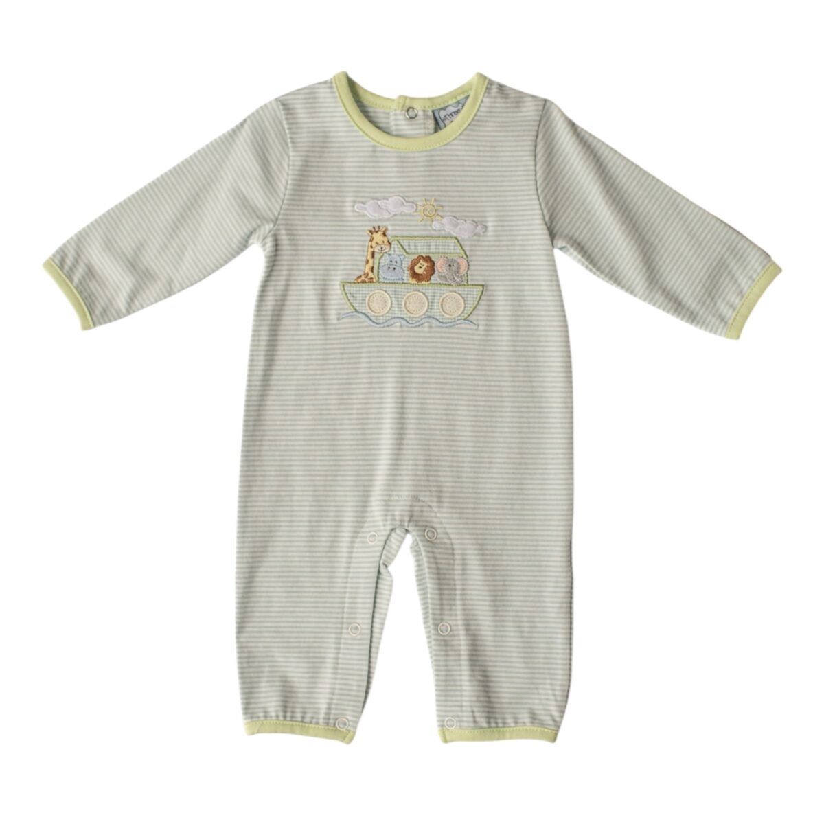 Baby Noah's Ark Footless Romper | Blue Stripe Boutique Baby Outfit
