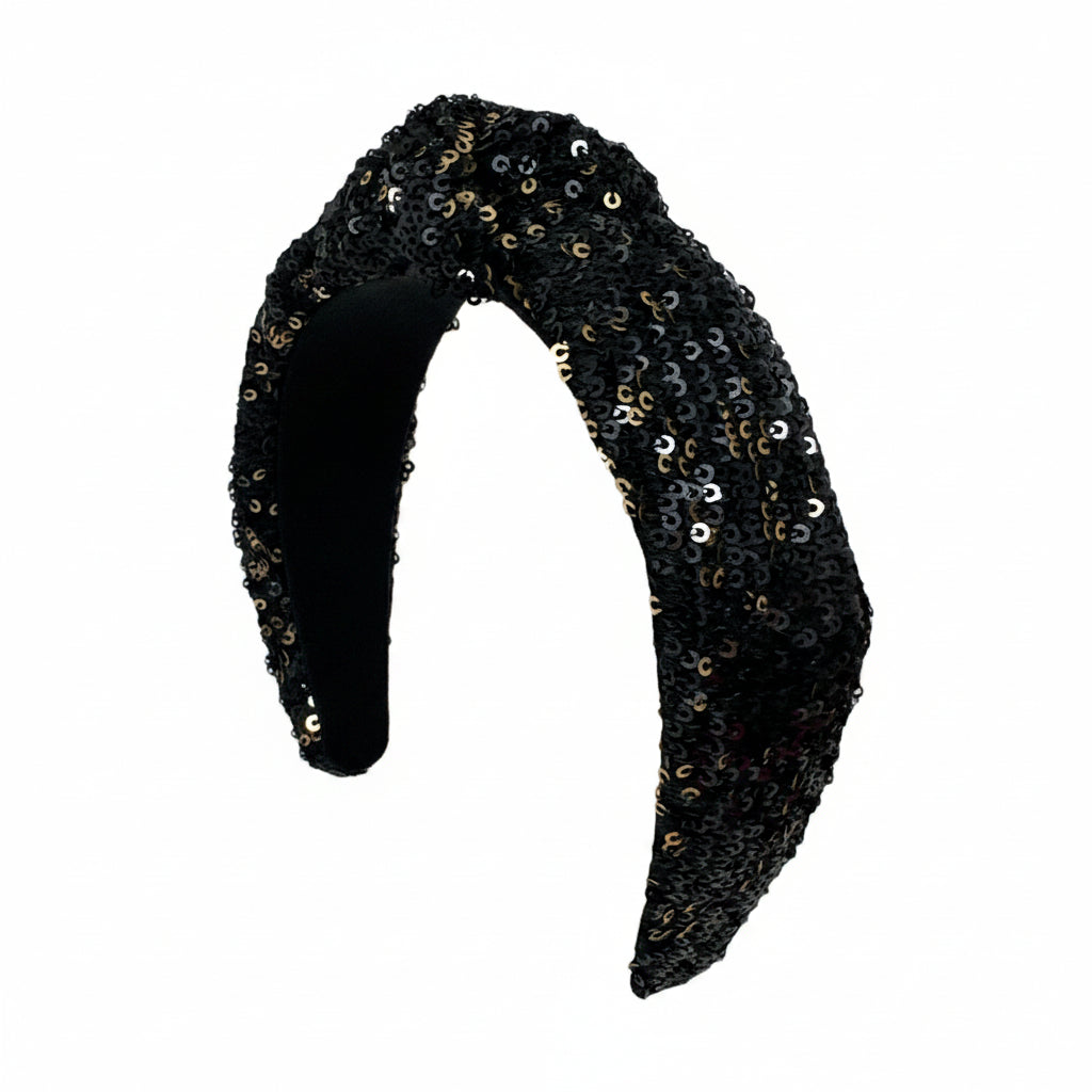 Headband Knot - Sequin Black and Gold Mix
