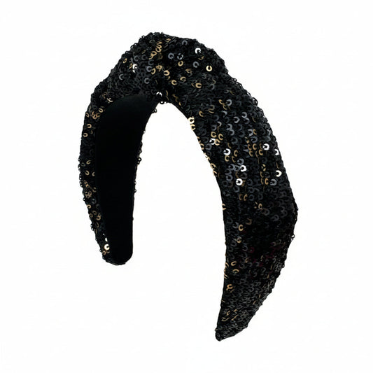 Headband Knot - Sequin Black and Gold Mix