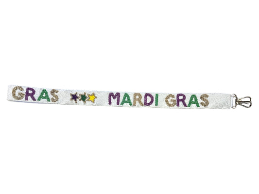 Seed Bead Bag Strap - Mardi Gras Star