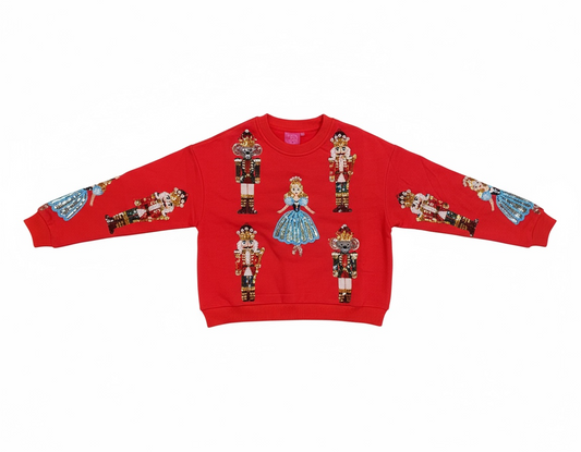 Queen of Sparkles Red Nutcracker Ballet Sweatshirt | Holiday Sequin Top - Kids