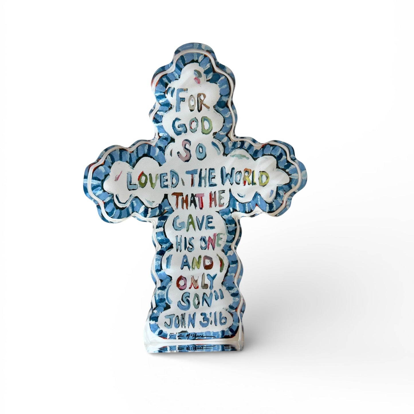 He Saved Cross Acrylic Tabletop Art