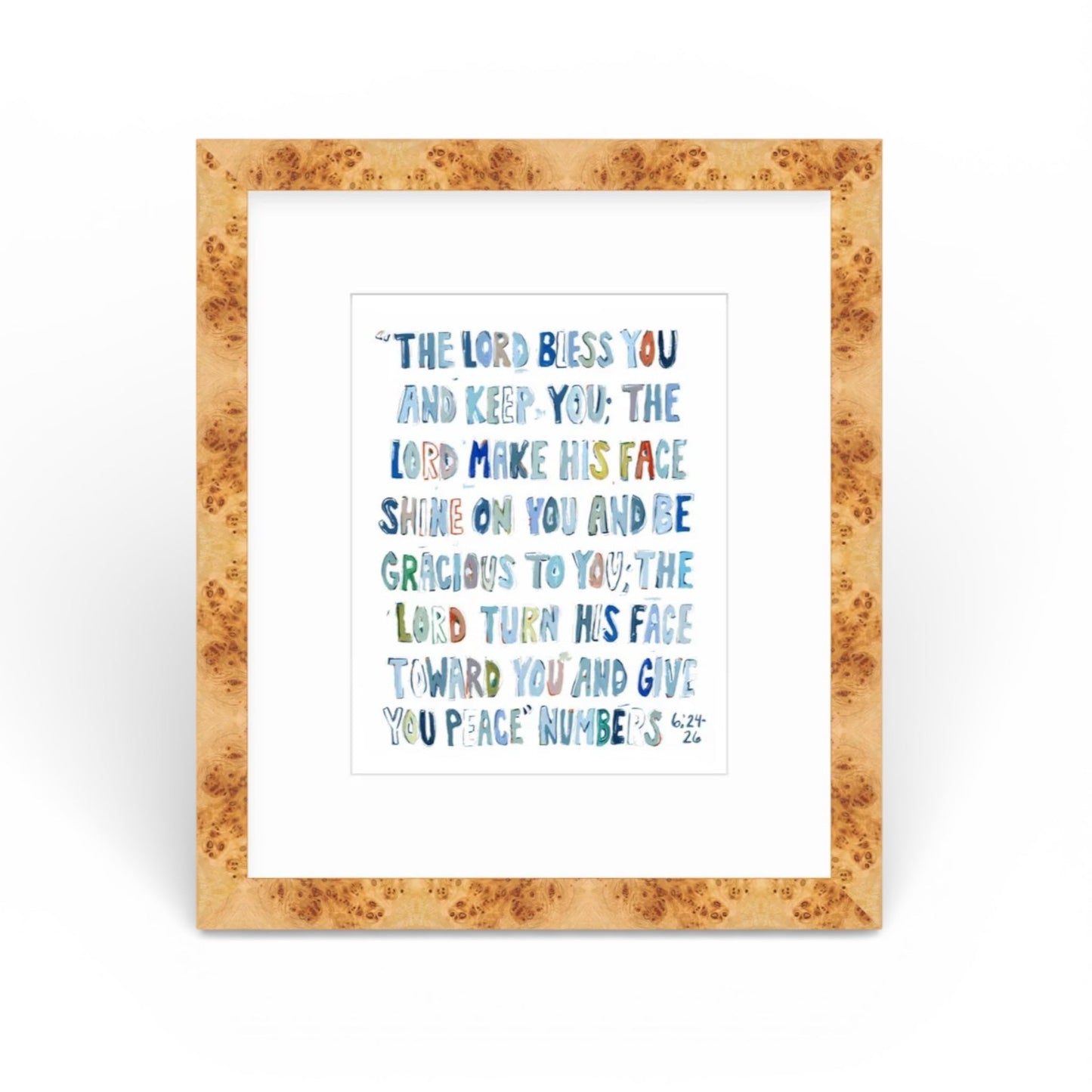 Numbers 6: 24-26 Blue Bible Verse Fine Art Print