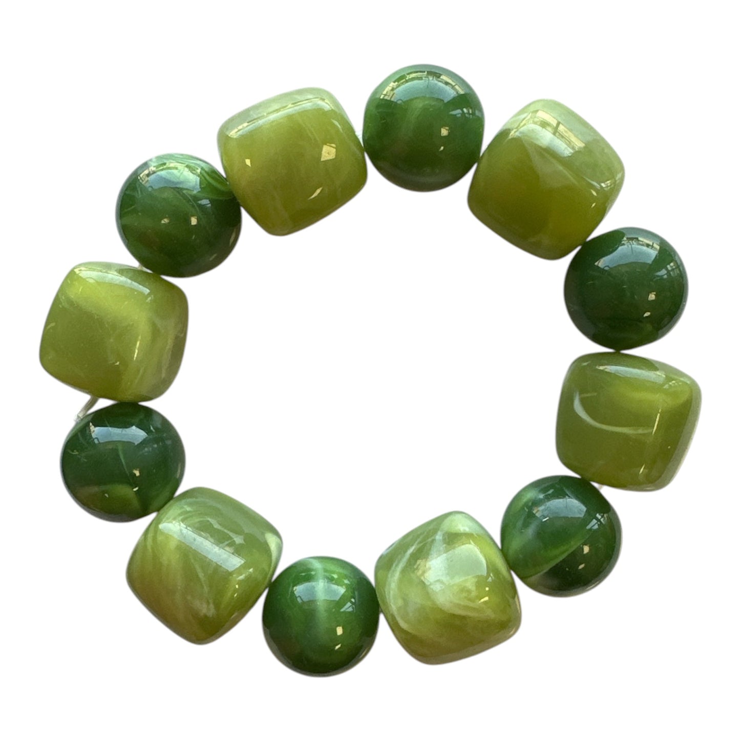 Mix Bead Stretch Bracelet - Greens