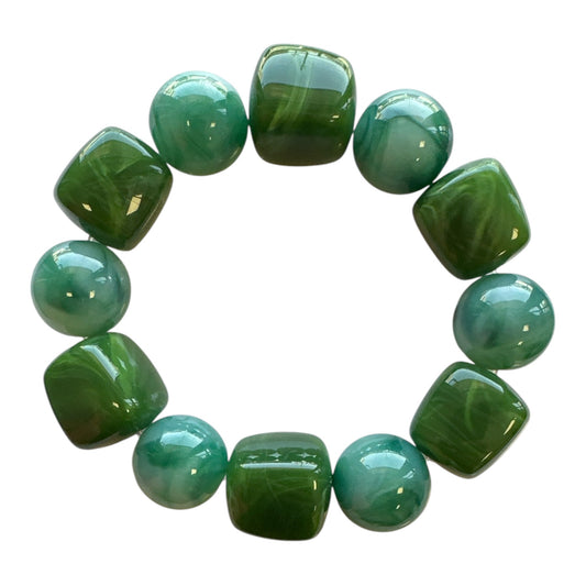 Mix Bead Stretch Bracelet - Green and Mint