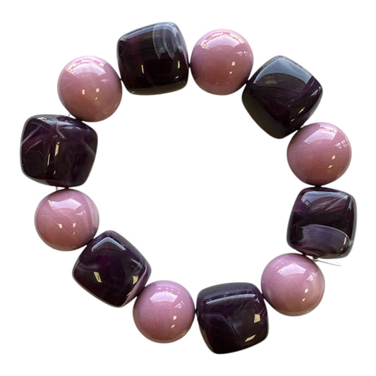 Mix Bead Stretch Bracelet - Purple and Lavender