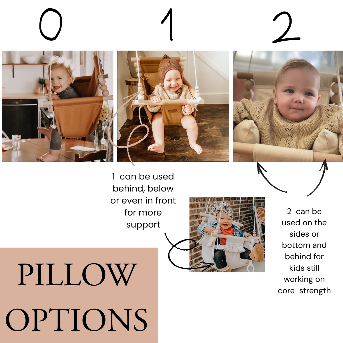 Organic Cotton Indoor High Back Baby & Toddler Swing-Sand