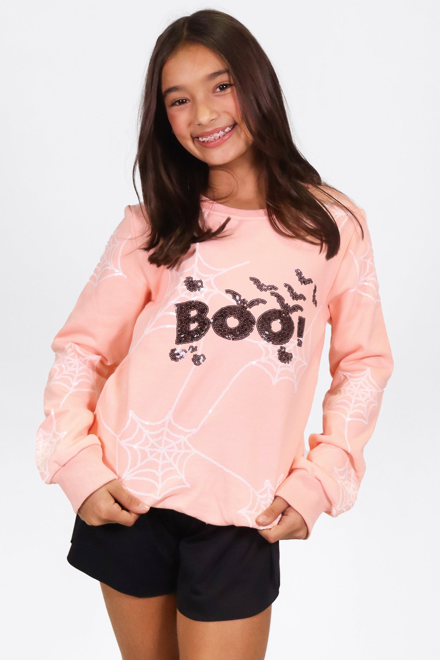 Pink Boo Spider Web Sweatshirt