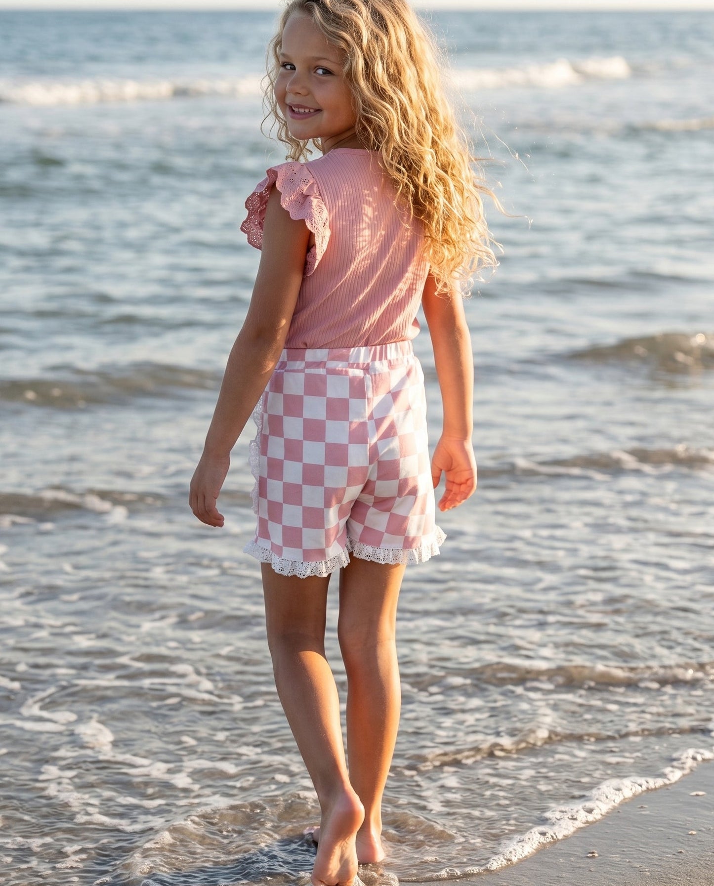Pink Check Short Set
