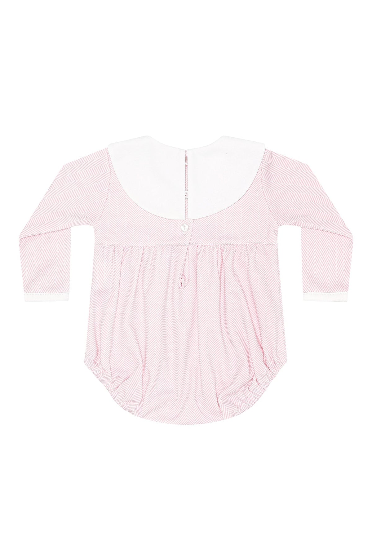 Pink Herringbone Embroidered Bubble LS