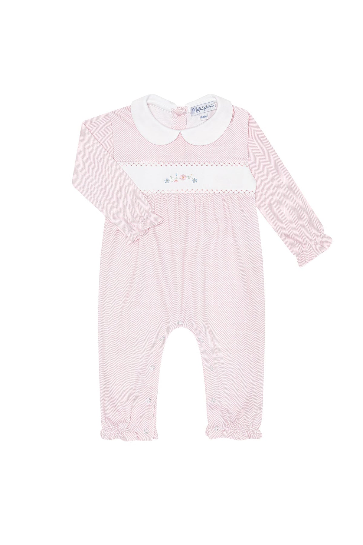 Pink Herringbone Embroidered Playsuit