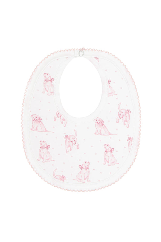 Pink Puppy Love Print Bib