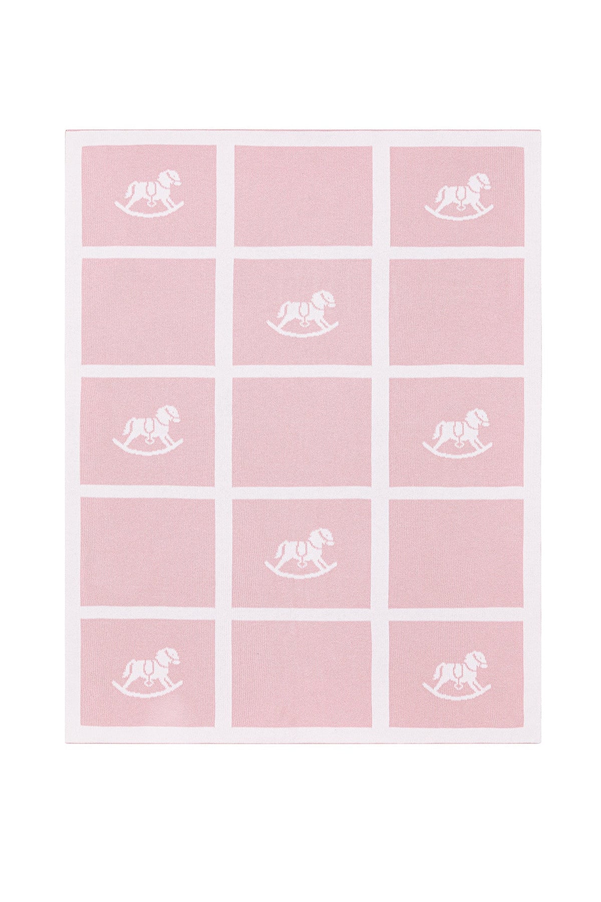 Pink Rocking Horse Knit Blanket