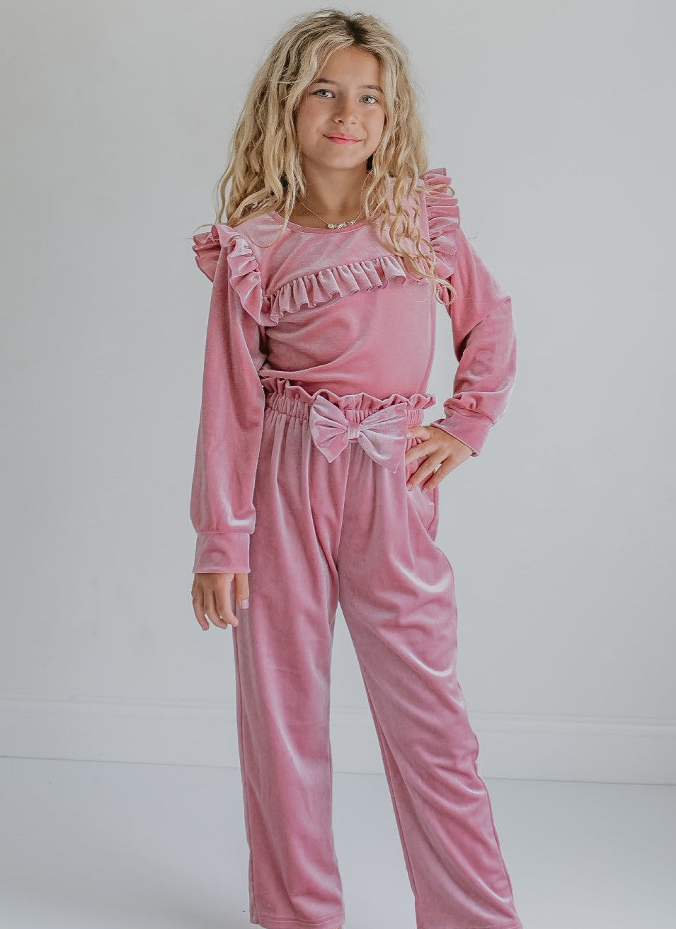 Pink Velvet Pant Set