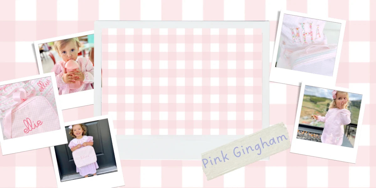 Apple of My Isla Pink Gingham Girls Backpack | Wipeable Kids School Backpack