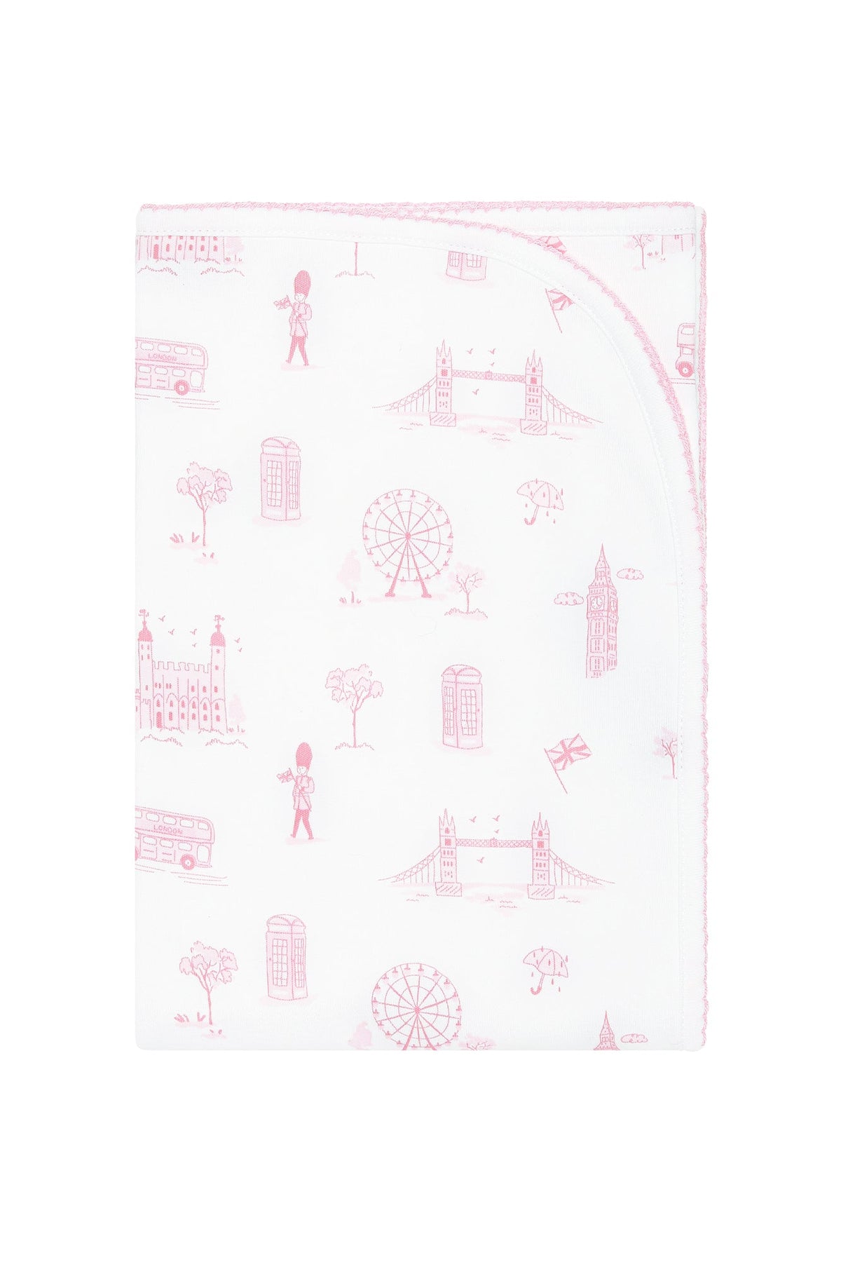 Pink London Toile Receiving Blanket