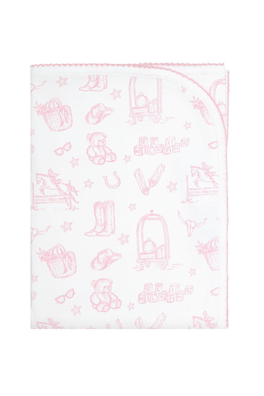 Pink Lone Star Toile Blanket
