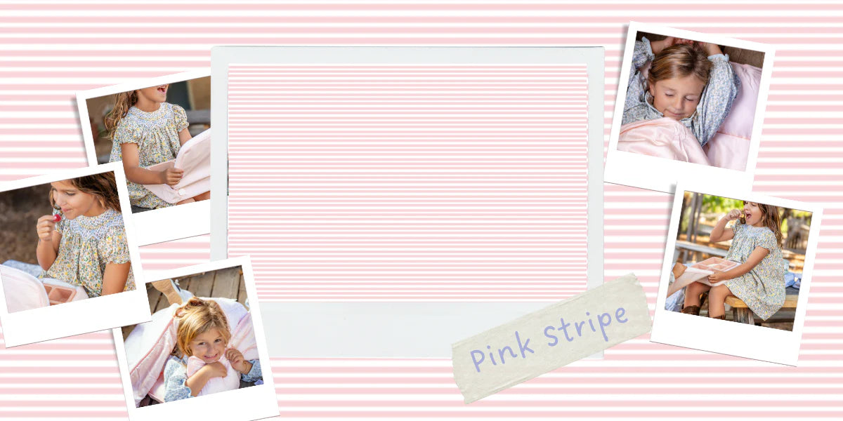 Apple of My Isla Pink Stripe Wipeable Large Backpack | Personalized Girls School Backpack | Bossier City, LA