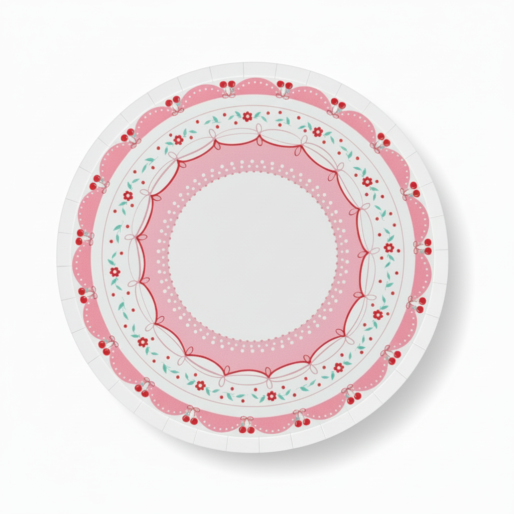 Cherry Coquette Party Supplies Kit – Red Cherry Bow Aesthetic | Plates, Cups, Napkins | Party in a Box