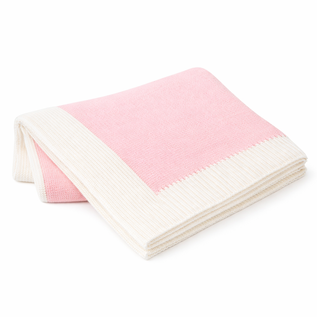Jersey Knit Blanket with Contrast Rib Border