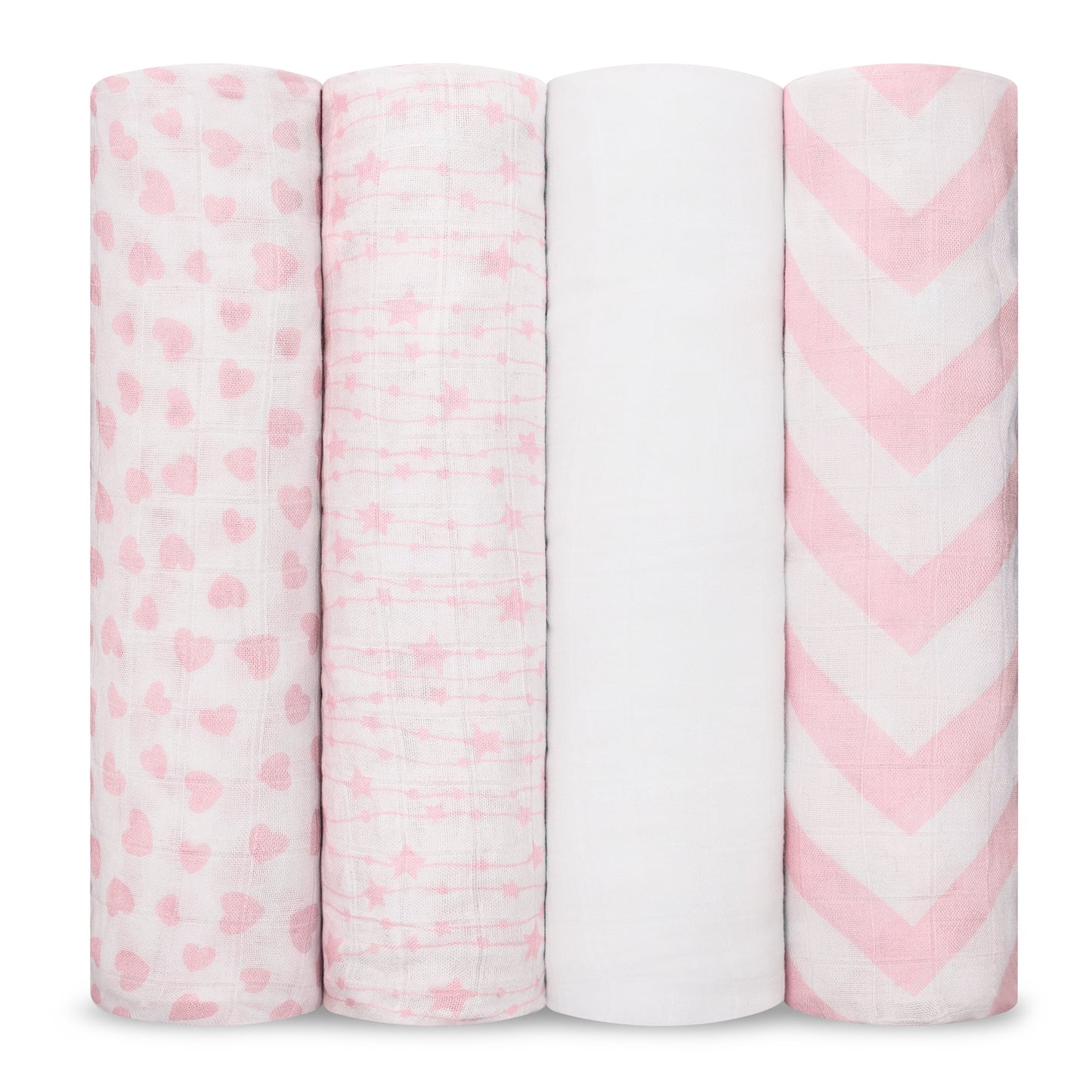 Muslin Swaddle Blankets in Pink, 4 Pack