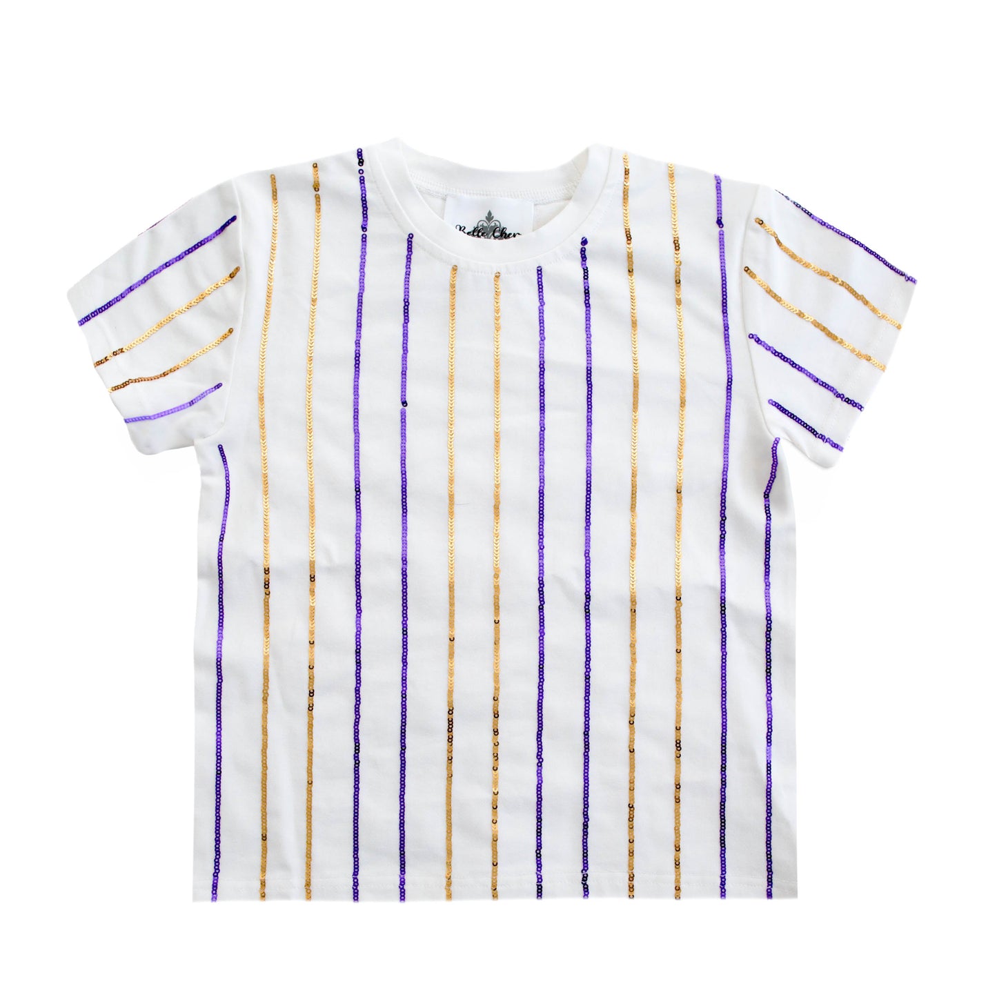 Purple and Gold Sequin Striped Kid Shirt