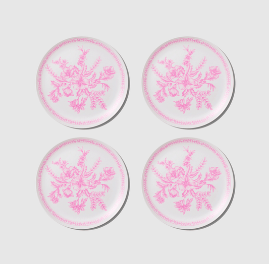 Bamboo Pink Toile Small Plates (Pack of 4)