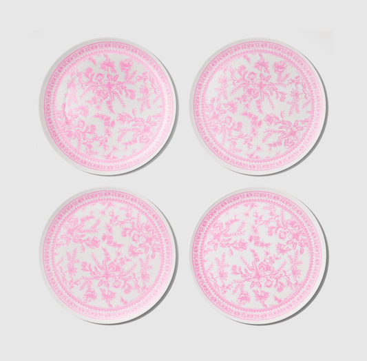Bamboo Pink Toile Large Plates (Pack of 4)
