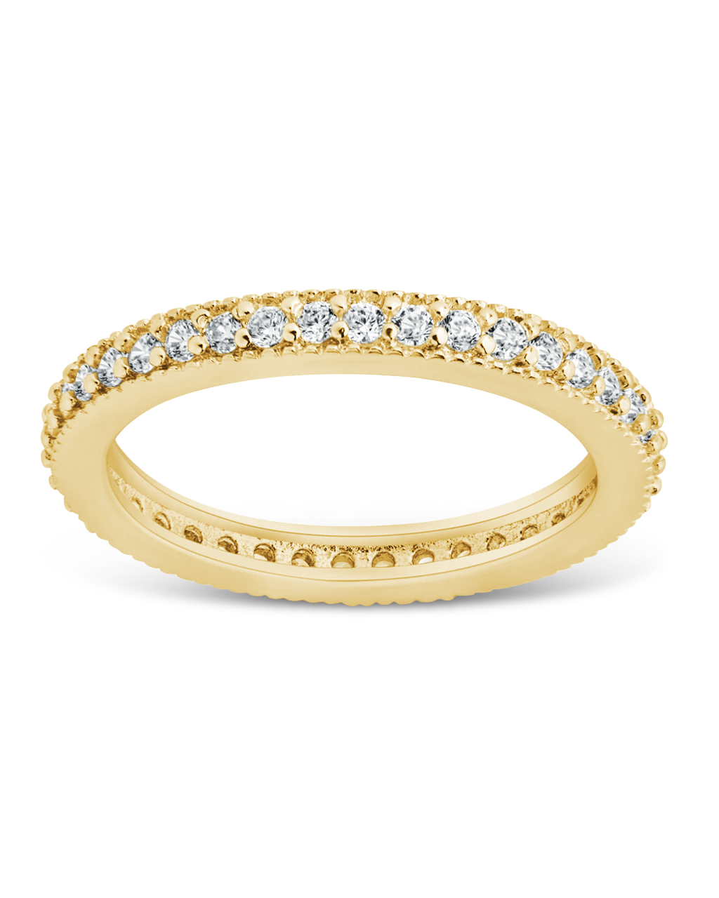 Sterling Silver 2mm Thin CZ Band Ring