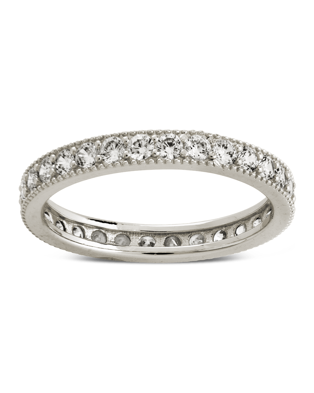 Sterling Silver 3mm Thin CZ Band Ring