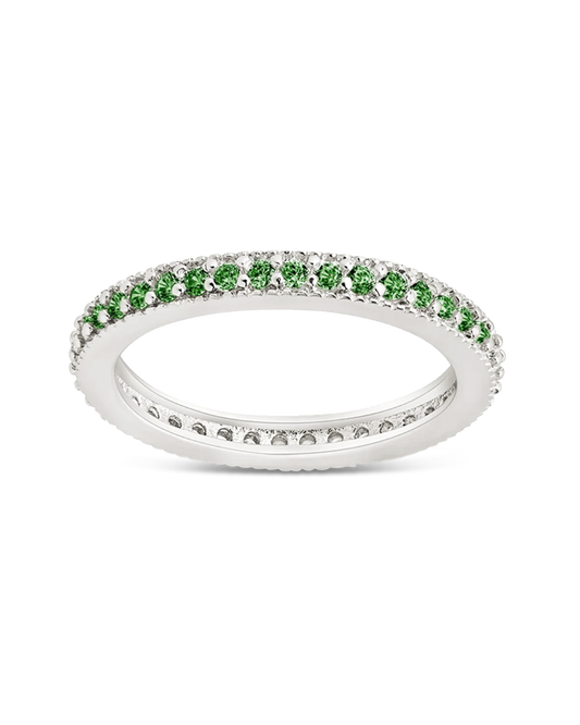 Sterling Silver 2.5mm Thin Emerald CZ Band Ring