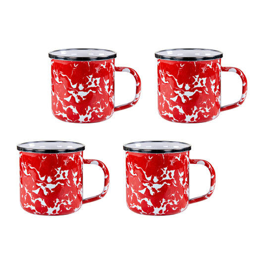 Red Swirl 12 oz Mugs - Set of 4