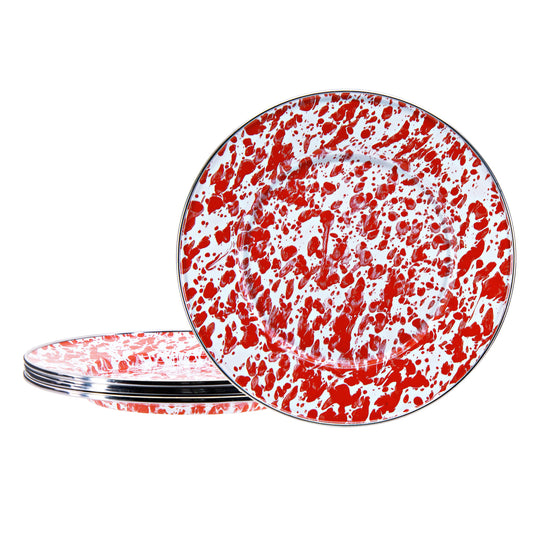 Red Swirl Sandwich Plates - Set of 4