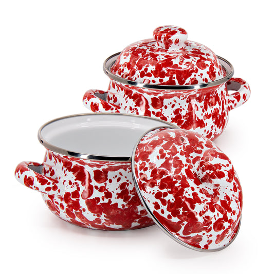 Red Swirl Petite Tureens - Set of 2