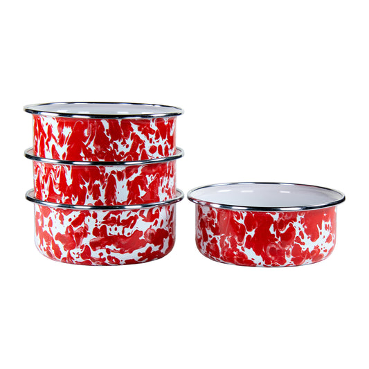 Red Swirl 14oz Soup Bowls - Set of 4