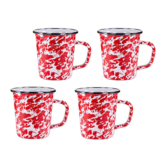 Red  Swirl 16 oz Latte Mugs - Set of 4