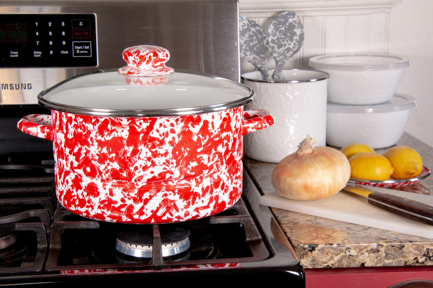 Red Swirl 6 Qt Stock Pot