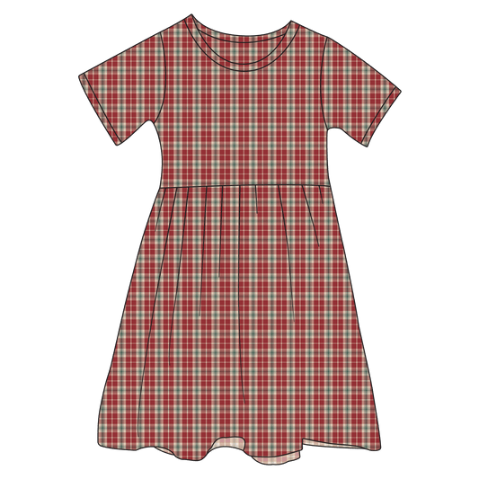 Red Plaid Bamboo Ruffle Spin Dress (Pre-Order)