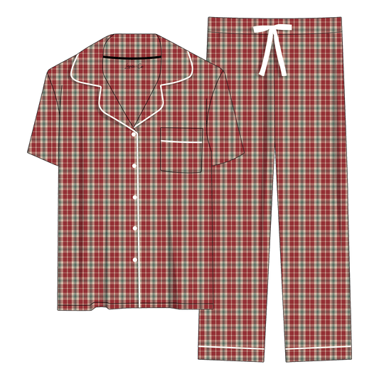 Red Plaid Bamboo Women's Luxe Lounge Set (Pre-Order)