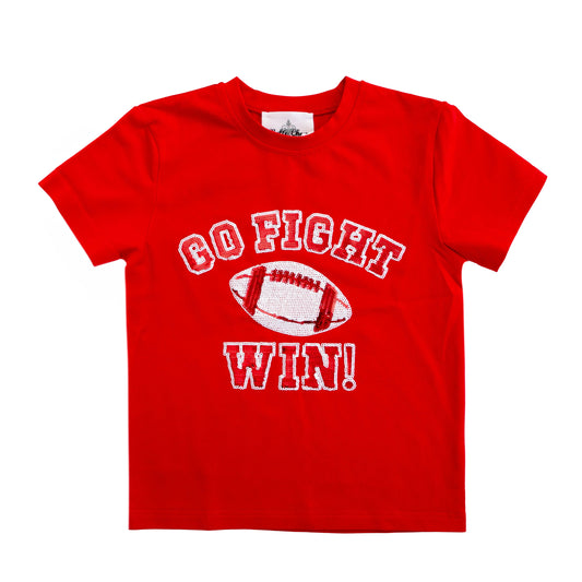 Women's Go, Fight, Win Sequin Shirt - Red and White