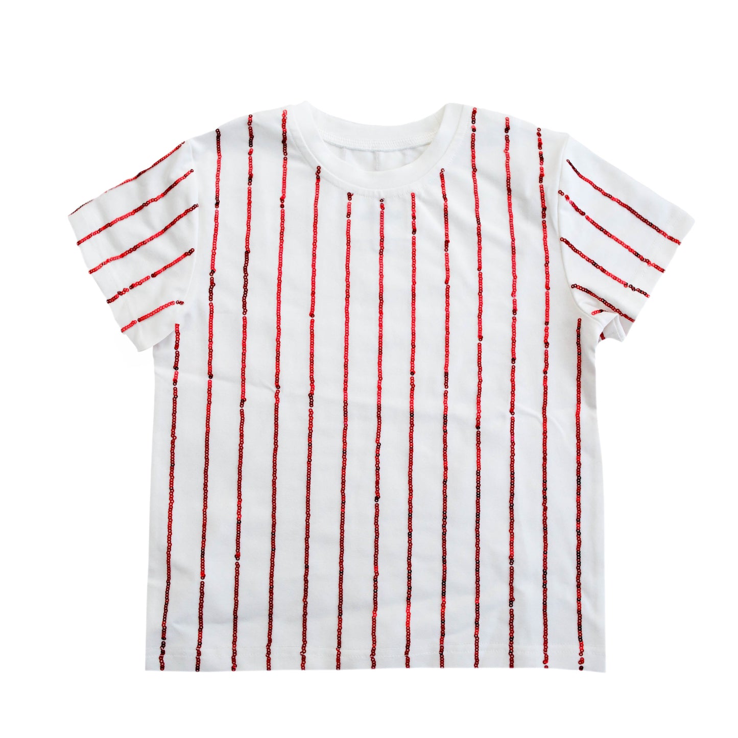 Red Sequin Striped Kid Shirt