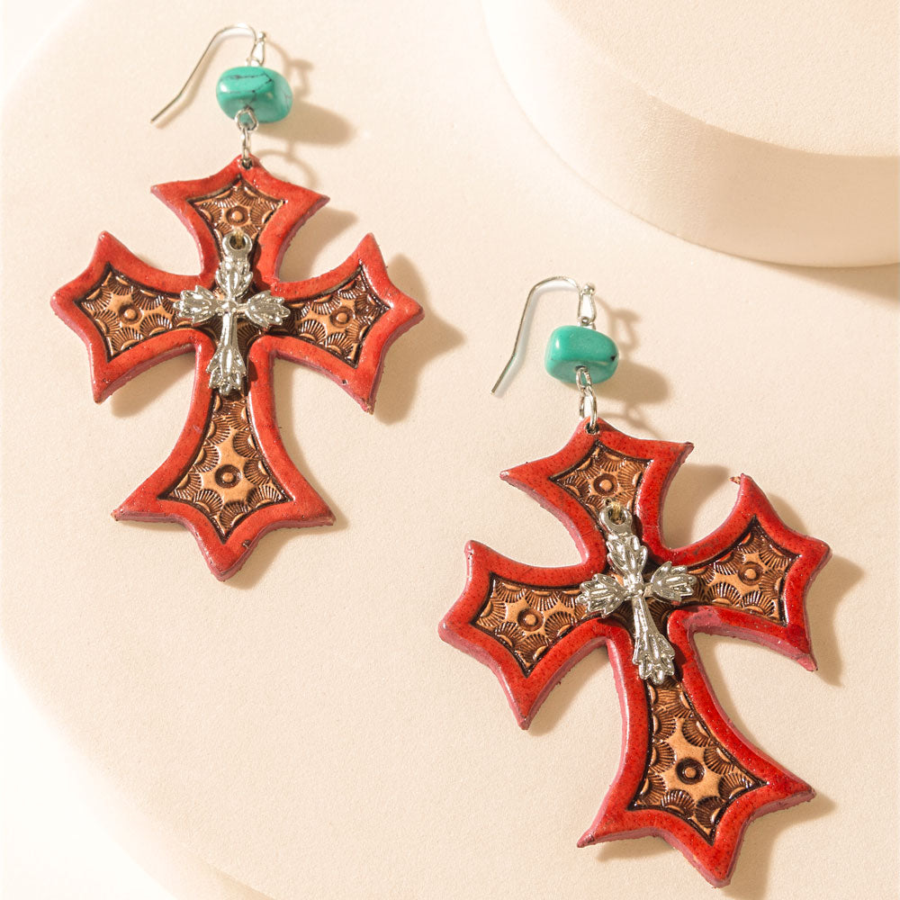 Myra Crimson Cross Earrings