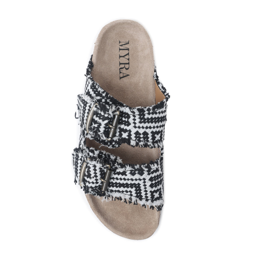 Ridge Denim Sandals in Black & White