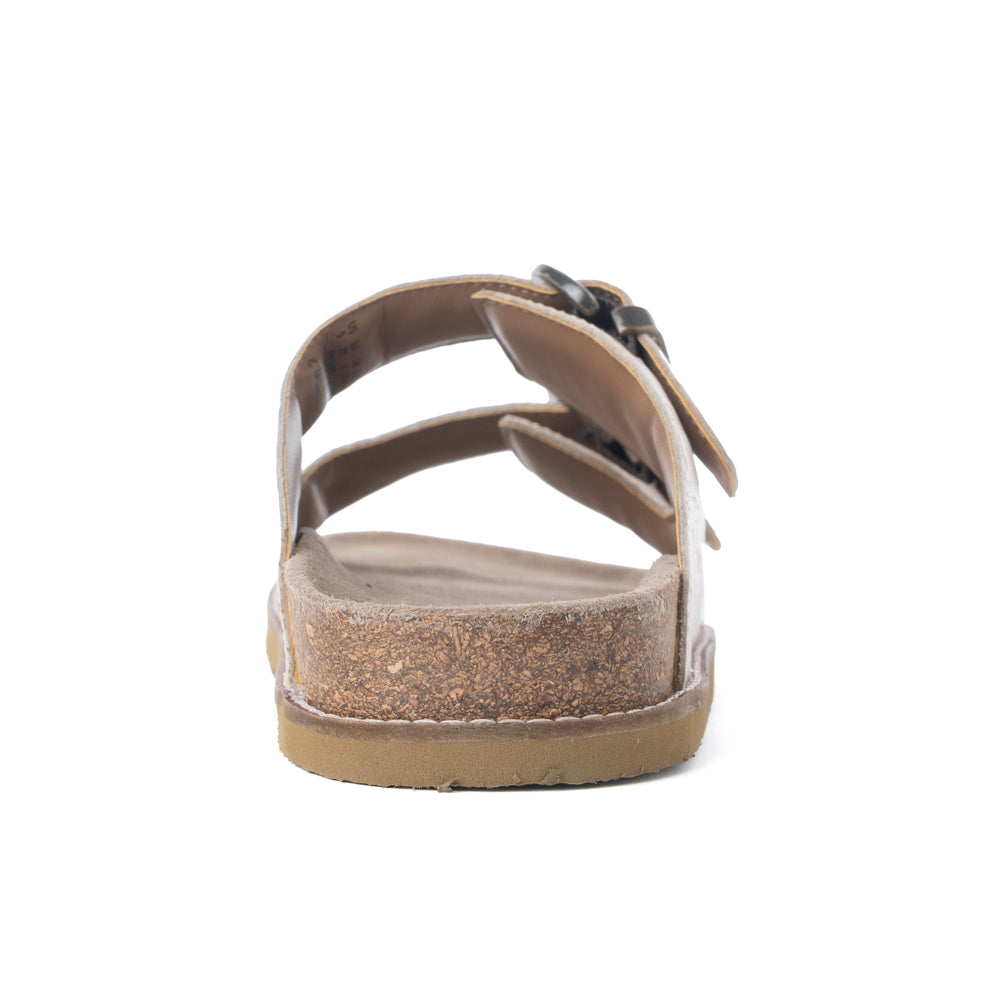 Myra Desert Lily Embossed Leather Sandals in Antique White