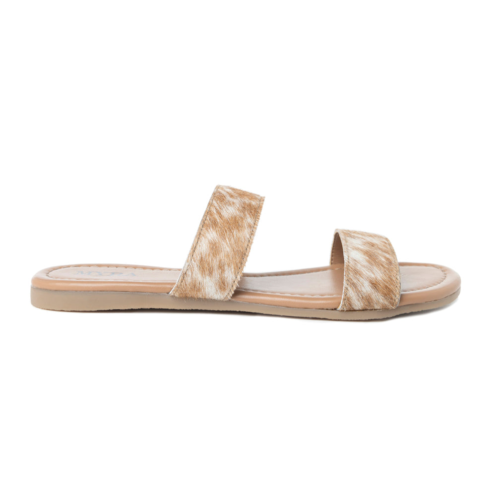 Vaquero Leather Hairon Sandals in Oakdust Brown