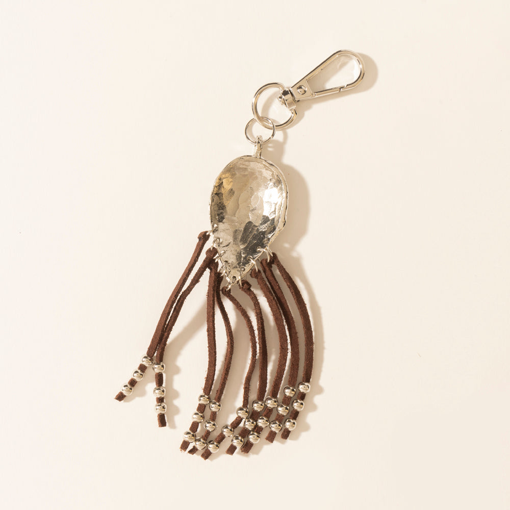 Myra Night Spirit Charm Keychain in Suede Black